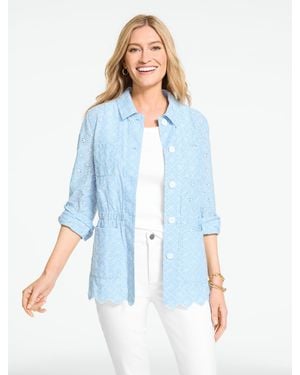 Talbots Summer Tile Eyelet Utility Jacket - Blue