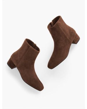 Talbots Perla Suede Block Heel Ankle Boots - Brown