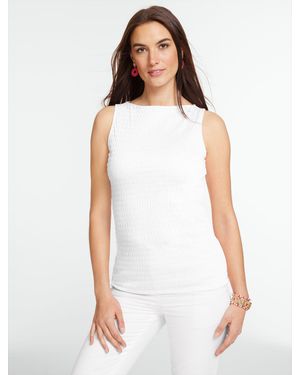 Talbots Smocked Bateau Neck Tank Top - White