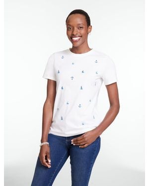 Talbots Embroidered Crewneck T-shirt - White