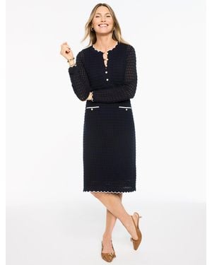 Talbots Scalloped Pointelle Shift Dress - Blue