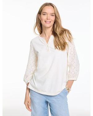 Talbots Mixed Media Tunic Top - White