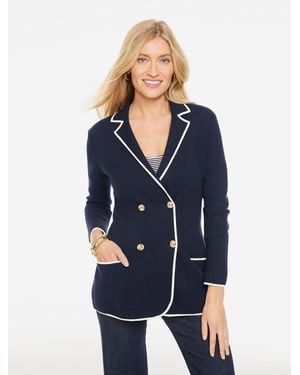 Talbots Tipped Sweater Blazer - Blue