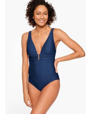 Aqua Club V-neck One-piece Swimsuit - Blue
