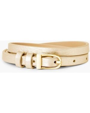 Talbots Slim Metallic Leather Belt - Natural