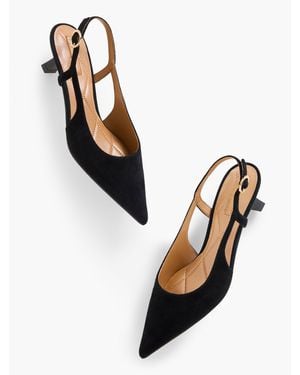 Talbots Olivia Suede Slingback Kitten Heel Pumps - Black