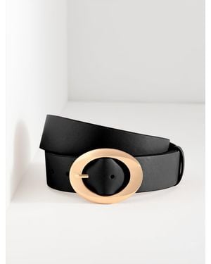 Talbots Nappa Sculpted Buckle Belt - Black