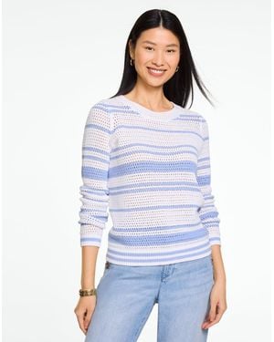 Talbots Open Stitch Crewneck Jumper - White