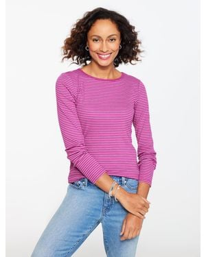Talbots Ribbed Crewneck T-shirt - Purple