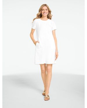 Talbots Floral Jacquard Terry Dress - White