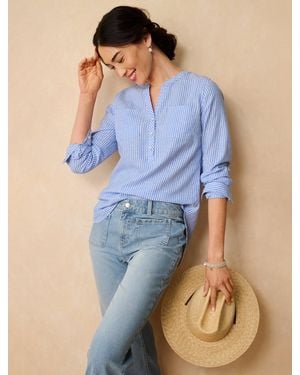 Talbots Linen Camp Shirt - Blue