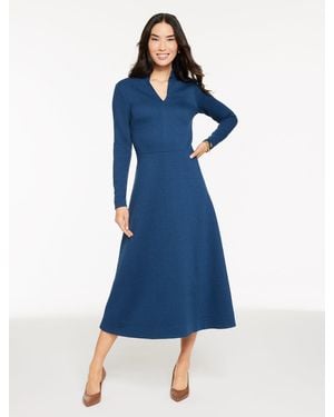 Talbots Diamond Jacquard Fit & Flare Dress - Blue