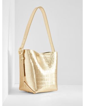 Talbots Croc Embossed Leather Bucket Bag - White