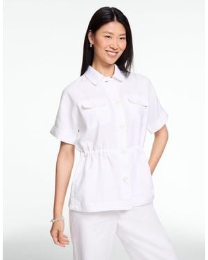 Talbots Washed Linen Cinched Shirt Jacket - White