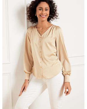 Talbots Soft Satin Charmeuse Top - Natural