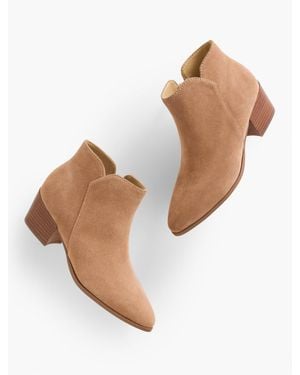 Talbots Harper Suede Block Heel Ankle Boots - White