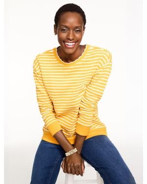 Talbots Scalloped Trim French Terry Sweatshirt - Yellow