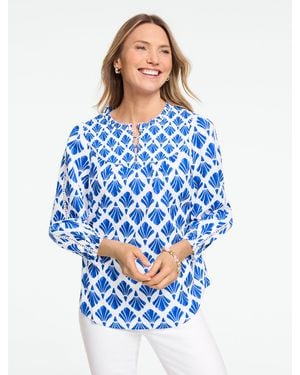 Talbots Pintuck Lace Voile Top - Blue