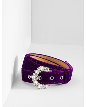 Talbots Embellished Crescent Buckle Belt - Purple