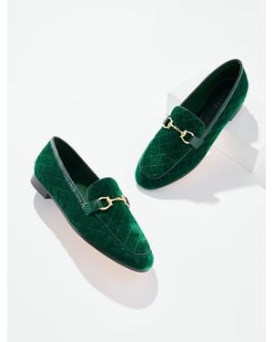 Talbots Katelyn Quilted Velvet Loafers - Green