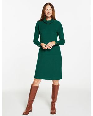 Talbots Jacquard Cowlneck Shift Dress - Green