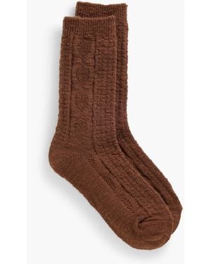 Talbots Cable Knit Short Boot Socks - Brown