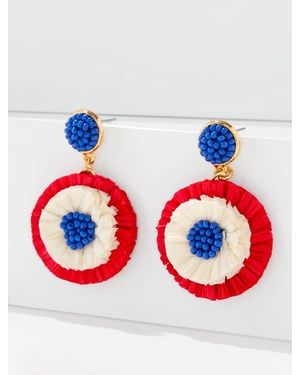 Talbots Tricolor Straw Drop Earrings - Red