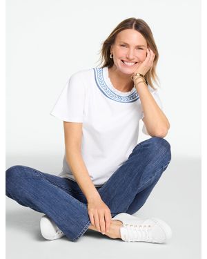 Talbots Embroidered Yoke Top - Blue