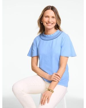Talbots Embroidered Yoke Top - Blue