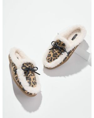 Talbots Marley Suede Shearling Slippers - Natural