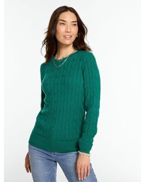 Talbots Soft Cable Knit Crewneck Jumper - Green