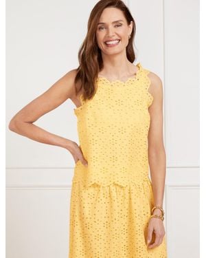 Talbots Floral Diamond Eyelet Short Shell Sweater - Yellow