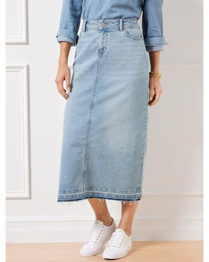 Talbots Drop Hem Denim Midi Skirt - Blue