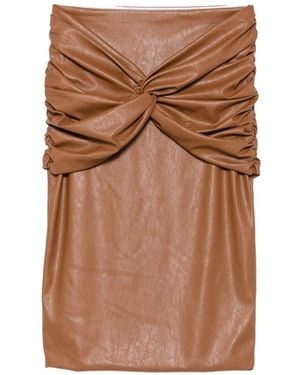 Elisabetta Franchi Faux-Leather Midi Skirt - Brown