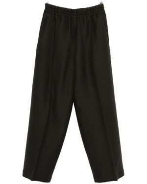 Ami Paris Wool Wide-Leg Trousers - Black