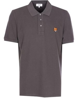 Maison Kitsuné Fox Head Cotton Polo Shirt - Grey