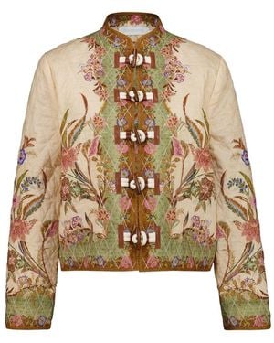 Zimmermann Floral Band Collar Blazer - Natural