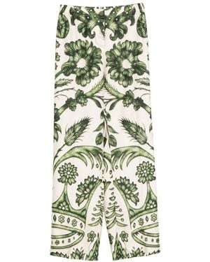 F.R.S For Restless Sleepers Printed Silk Trousers - Green