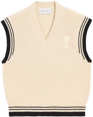 Ami Paris Ami De Coeur Vest - Natural