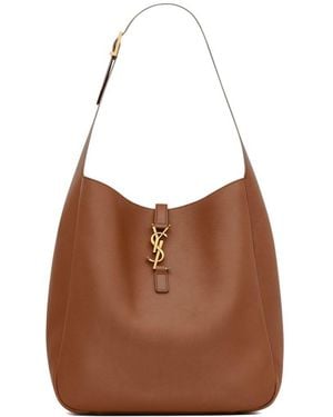 Saint Laurent Le 5 À 7 Large Leather Shoulder Bag - Brown