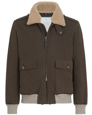 Brunello Cucinelli Cotton Blend Bomber Jacket - Brown
