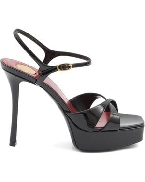 Saint Laurent Debbie Patent Leather Sandals - Black