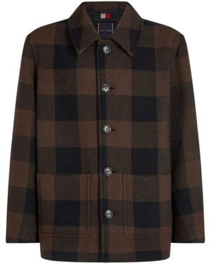 Tommy Hilfiger Double-Faced Checked Wool Jacket - Black
