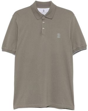 Brunello Cucinelli Logo Cotton Polo Shirt - Grey