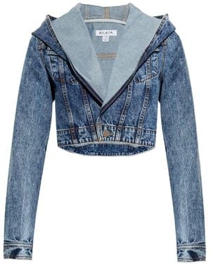 Alaïa Denim Hooded Jacket - Blue