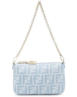 Fendi Baguette Denim Pouch - Blue