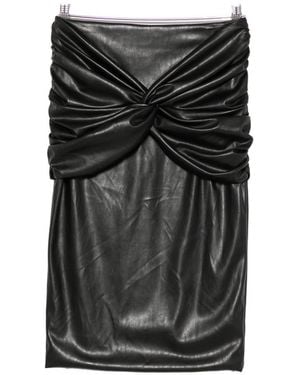 Elisabetta Franchi Faux Leather Midi Skirt - Black