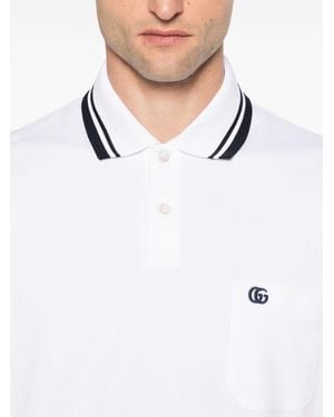 Gucci Logo Cotton Polo Shirt - White
