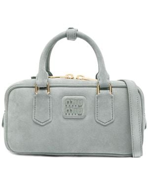 Miu Miu Arcadie Suede Leather Handbag - Grey