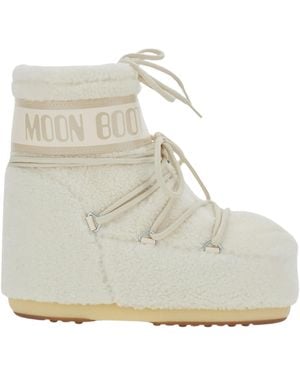 Moon Boot Stivali Bassi Effetto Shearling Icon - Bianco